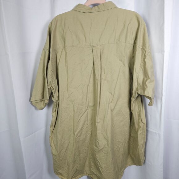 VTG Chaps Ralph Lauren Mens XXL 2XL Beige Short Sleeve Cotton Button Down Shirt - Picture 3 of 7